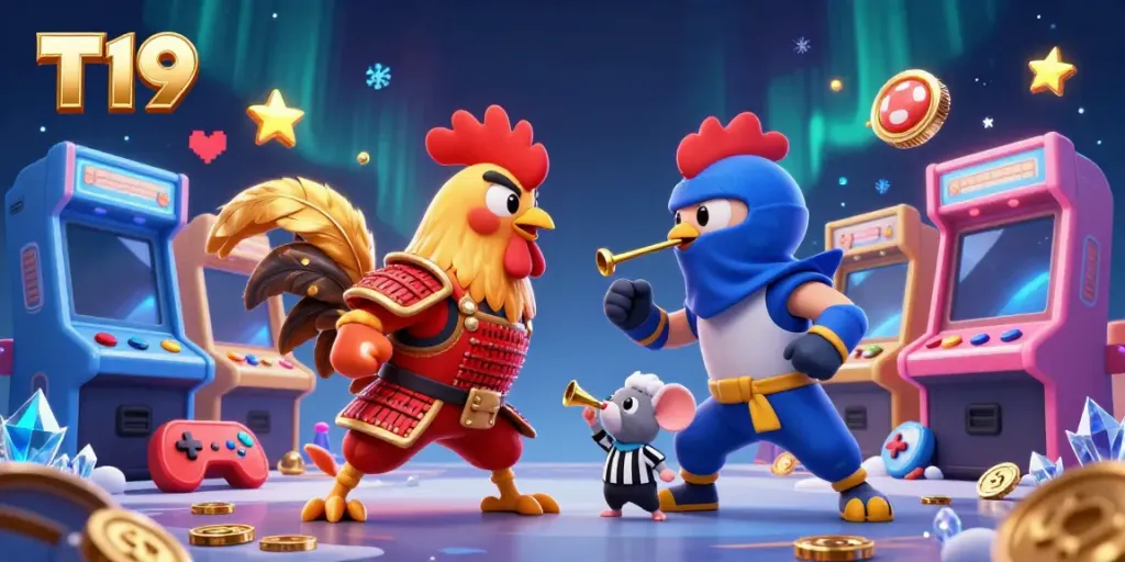 Engage in thrilling gameplay at T19 with intense rooster battles and dynamic arcade elements.