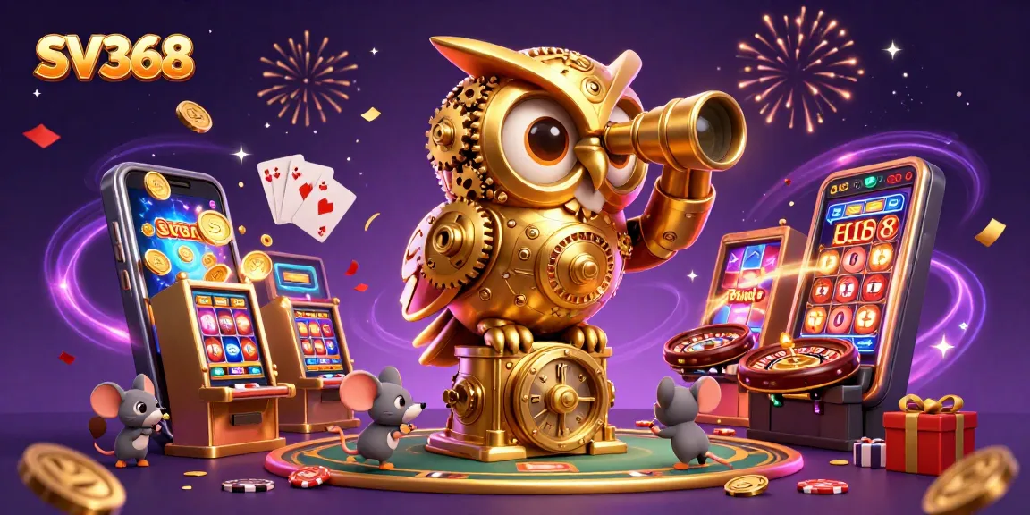 Spin to win at SV368 with an enchanting casino owl guiding players through thrilling games.