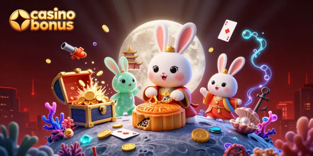 Engage with exciting casino bonus promotions while exploring a whimsical 3D lunar casino scene.